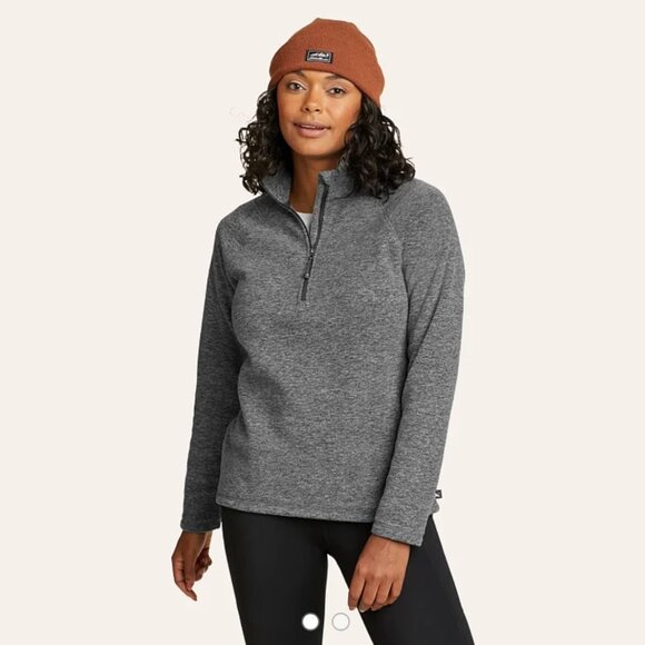 Eddie Bauer Tops - Eddie Bauer Fleece Women Long Sleeve Dark Grey /Black Vine Print 1/4 Zip  Size M